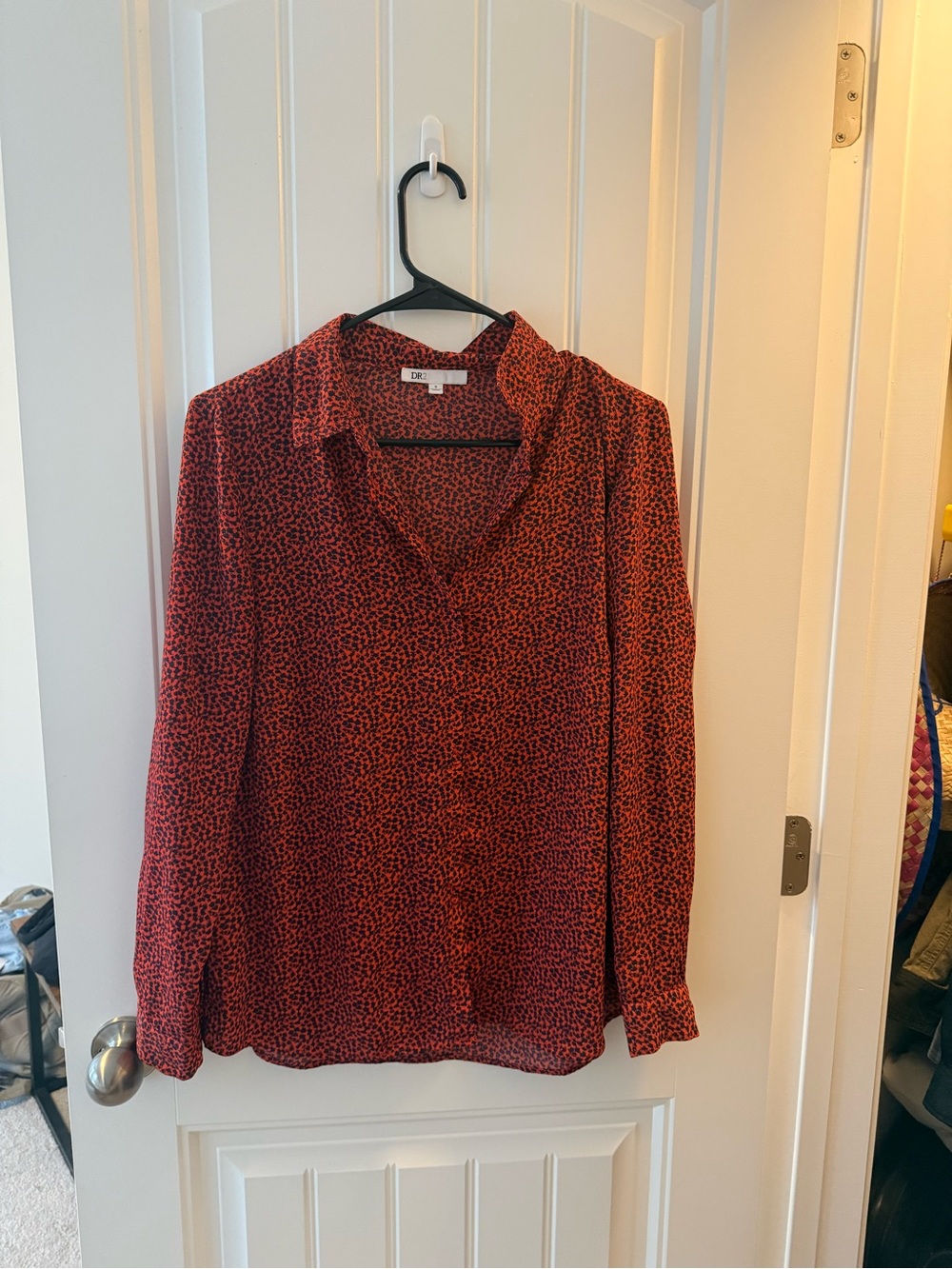 DR2 Red and Black Leopard-Print Button-Down Shirt